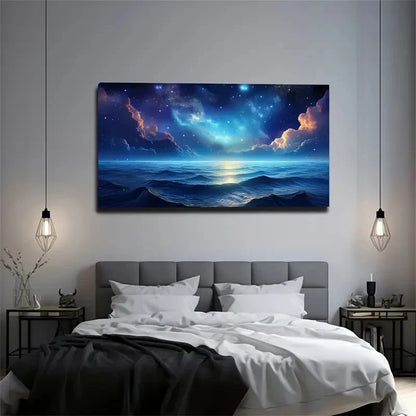 Stunning Ocean Night Sky Wall Art Canvas Office Home Room Framed 120x60cm