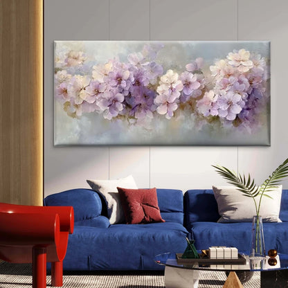 Pink Lavender & Lilac Floral Wall Art Canvas Office Home Room Framed 120x60cm