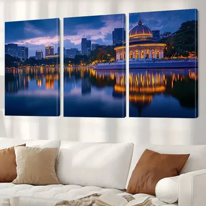 3pcs Modern Skyscraper Reflections Cityscape Wall Art Canvas Unframed - High Quality Print 100% Australian Made Wall Canvas