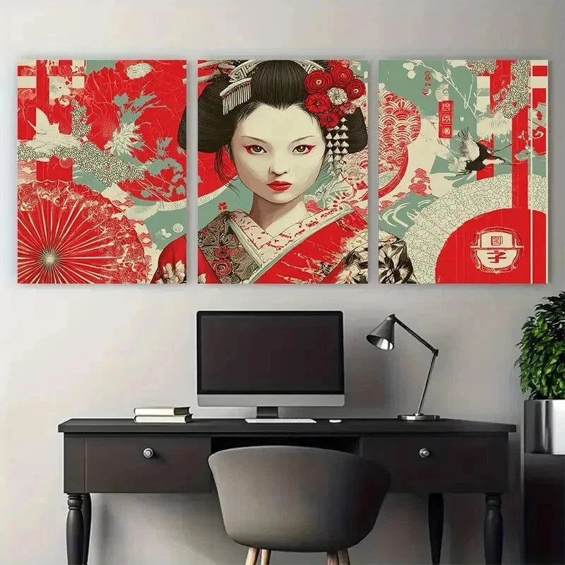 3pcs Osaka Japanese Culture Travel Perfect Wall Art Set Canvas Framed 50x70cm - High Quality Print 100% Australian Made Wall Canvas Ready to Hang