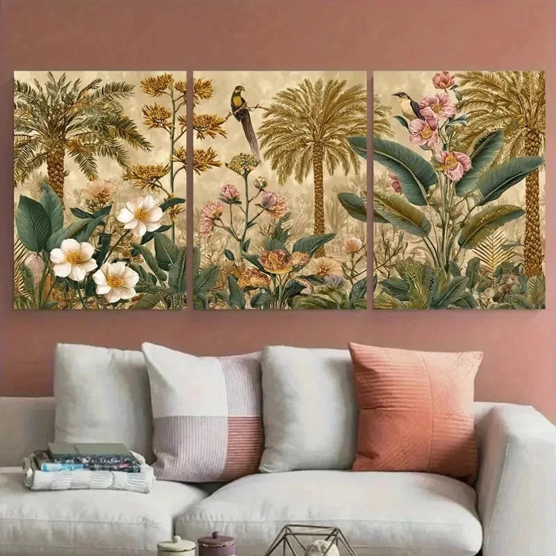 3pcs Egyptian Botanical & Desert Lands Perfect  Wall Art Set Canvas Framed 60x90cm - High Quality Print 100% Australian Made Wall Canvas Ready to Hang - Bella Home Decor