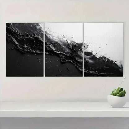 3pcs Black and White Abstract High-Quality   Wall Art Set Canvas Framed 40x60cm - High Quality Print 100% Australian Made Wall Canvas Ready to Hang - Bella Home Decor