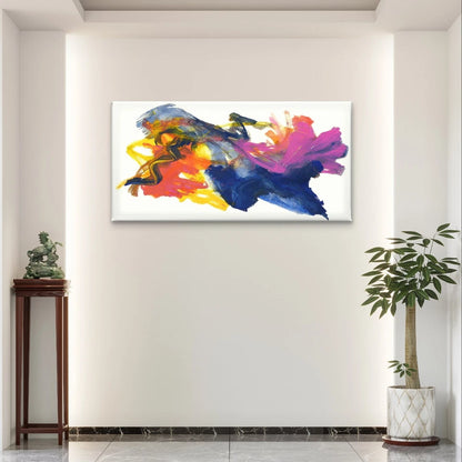 Abstract Colourful Expressive Paint Wall Art Canvas Office Home Framed 120x60cm