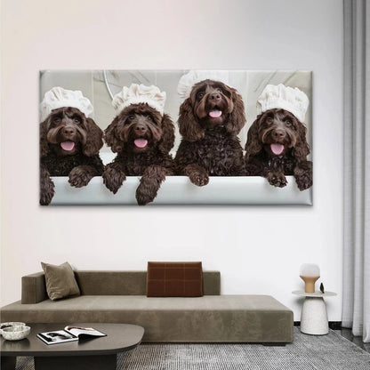Cute Brown Poodle Puppy Wall Art Canvas Office Home Room Framed 120x60cm