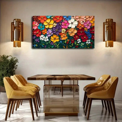 Vibrant Floral Design Abstract Wall Art Canvas Office Home Room Framed 120x60cm - Bella Home Decor