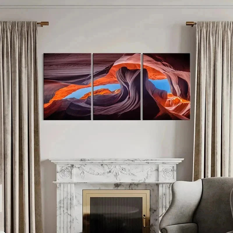 3pcs Natural Landscape Art Antelope Canyon Wall Art Set Canvas Framed 60x90cm - High Quality Print 100% Australian Made Wall Canvas Ready to Hang - Bella Home Decor