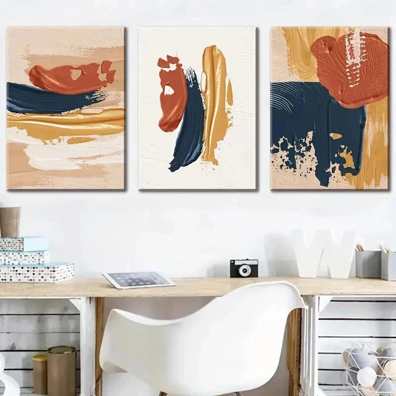 3pcs Vibrant Colorful Modern Abstract Perfect Wall Art Set Canvas Framed 50x70cm - High Quality Print 100% Australian Made Wall Canvas Ready to Hang - Bella Home Decor