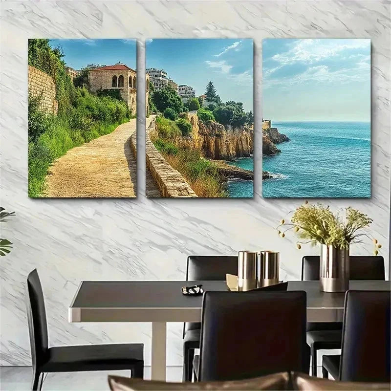 3pcs Vibrant Scenery & Architecture Perfect Wall Art Set Canvas Framed 50x70cm - High Quality Print 100% Australian Made Wall Canvas Ready to Hang