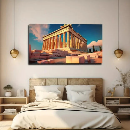 Greek Parthenon Wall Art Canvas Office Home Room Framed 120x60cm