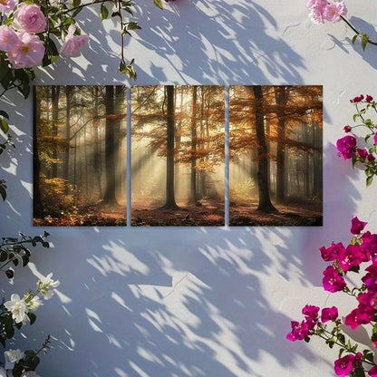 3pcs Misty Forest & Changing Leaves Metal Print Ready to Hang Art