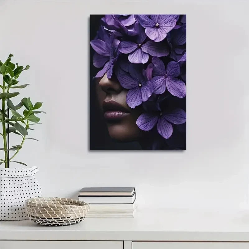 Vibrant Violet Hydrangea Painting 40x60cm Metal Print Ready to Hang - Bella Home Decor