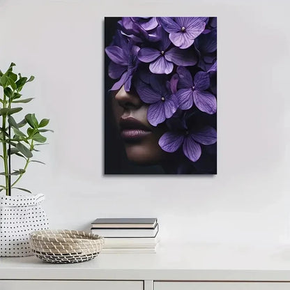 Vibrant Violet Hydrangea Painting 40x60cm Metal Print Ready to Hang - Bella Home Decor