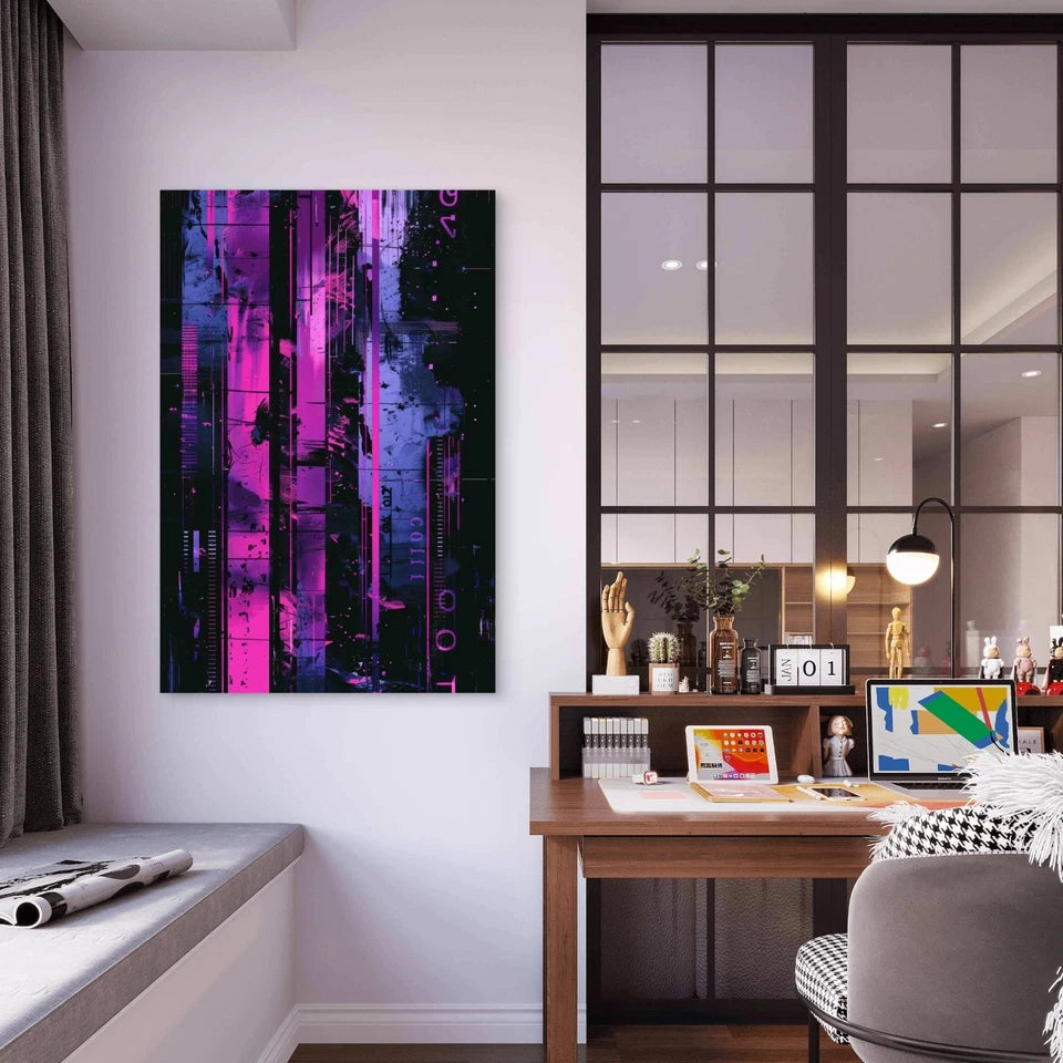 Abstract Glitch Art 40x60cm Metal Print Ready to Hang - Bella Home Decor