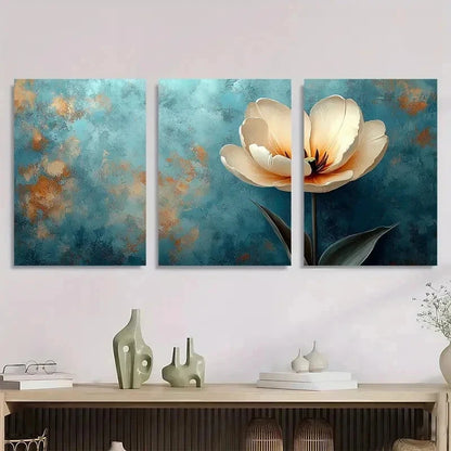 3pcs Beige Tulip Flower White Nature Perfect Wall Art Set Canvas Framed 60x90cm - High Quality Print 100% Australian Made Wall Canvas Ready to Hang - Bella Home Decor