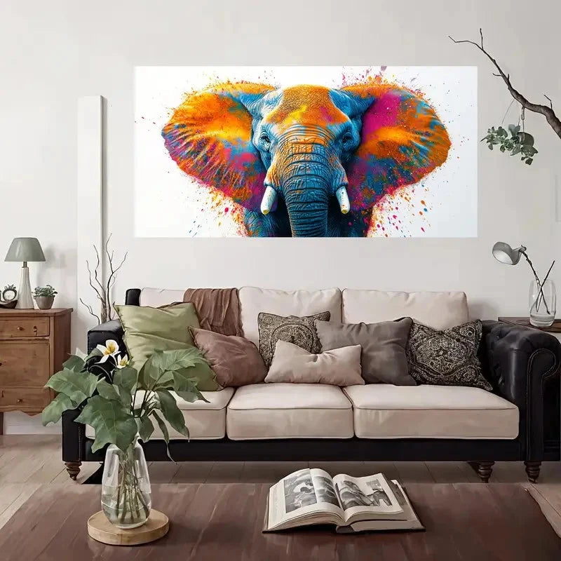 Modern Vintage Elephant Wall Art Canvas Office Home Room Framed 120x60cm