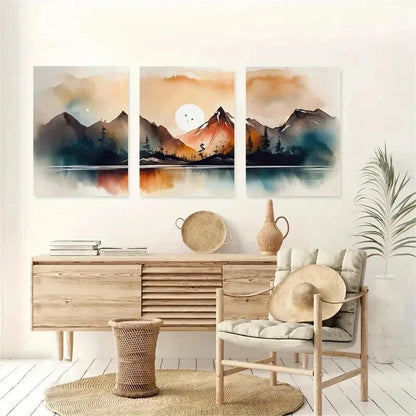 3pcs Mountain Landscape Nature Décor Perfect Wall Art Set Canvas Framed 60x90cm - High Quality Print 100% Australian Made Wall Canvas Ready to Hang - Bella Home Decor