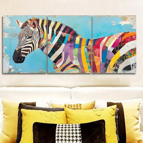 3pcs an elegant zebra  Wall Art Set Canvas Unframed - High Quality Print 100% Australian Made Wall Canvas - Bella Home Decor