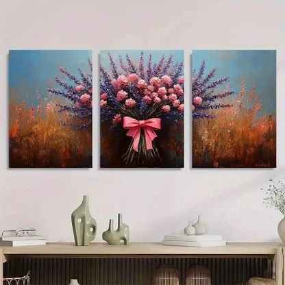 3pcs Wildflowers Bouquet Décor Floral Wall Art Canvas Unframed - High Quality Print 100% Australian Made Wall Canvas