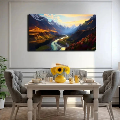 River Mountain Canyon Wall Art Canvas Office Home Room Framed 120x60cm