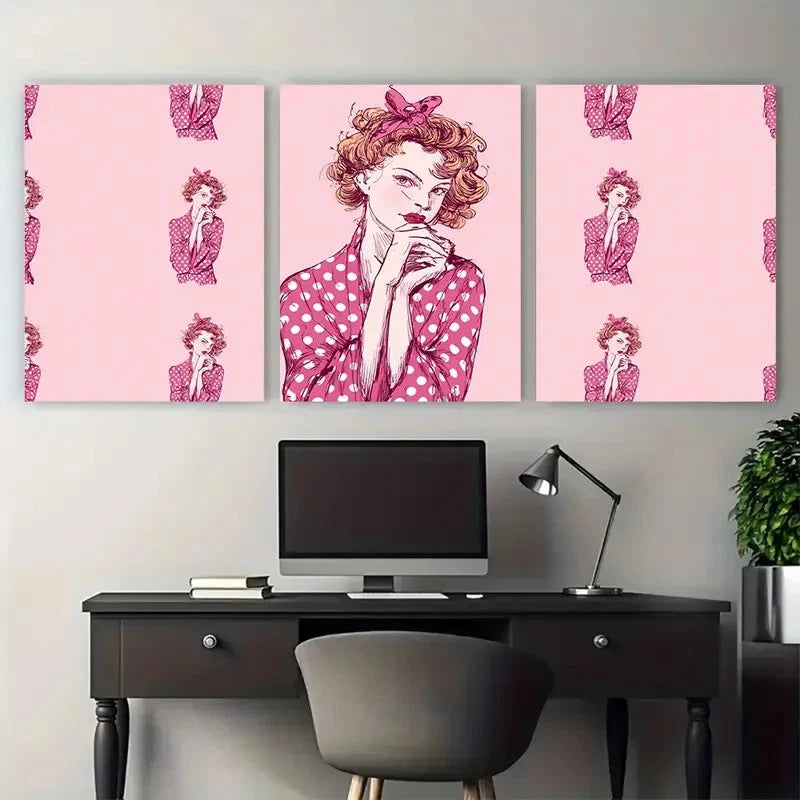 3pcs Retro Fashion Aesthetic Decor Prefect Wall Art Set Canvas Framed 40x60cm - High Quality Print 100% Australian Made Wall Canvas Ready to Hang