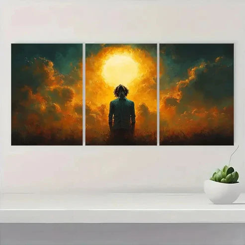3pcs Sunburst Design Beauty S Wall Art Set Canvas Unframed - High Quality Print 100% Australian Made Wall Canvas - Bella Home Decor