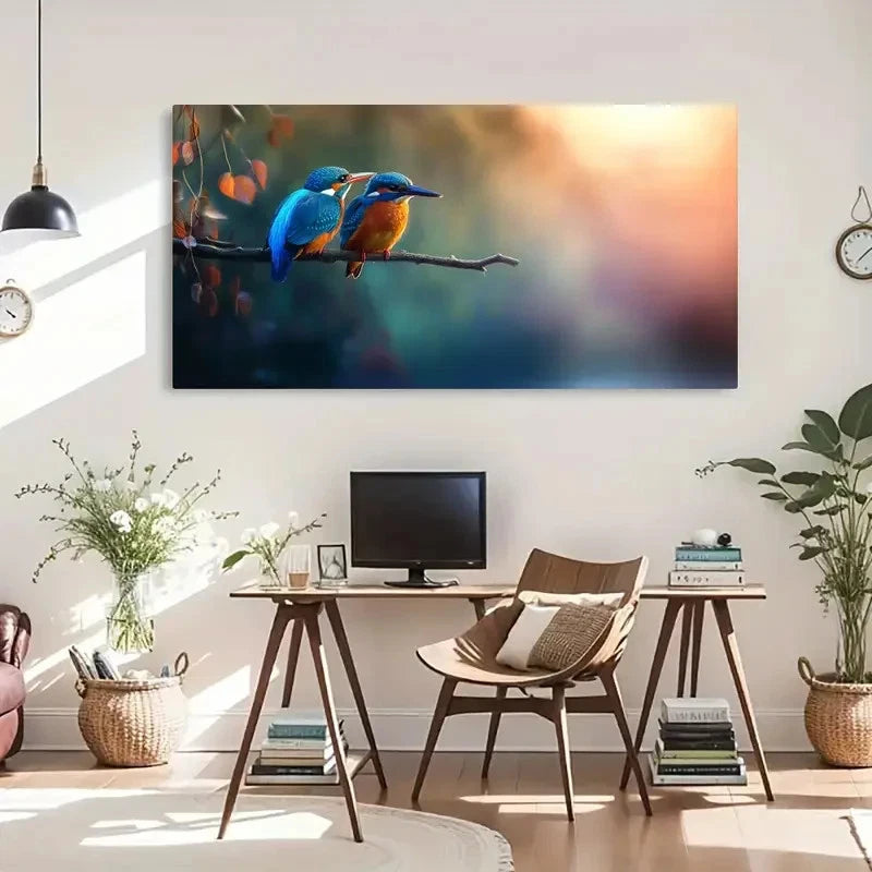 Kingfisher Vibrant Nature Color Wall Art Canvas Office Home Room Framed 120x60cm - Bella Home Decor