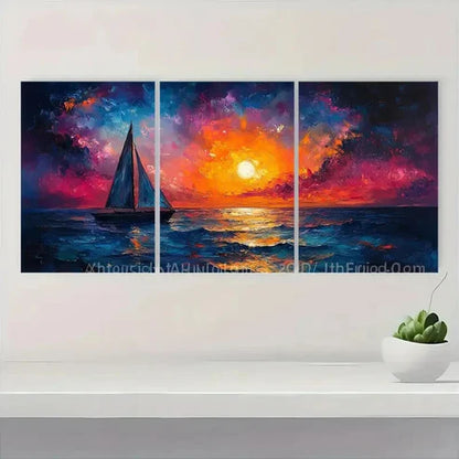 3pcs Vibrant Abstract Night Landscape  Wall Art Canvas Unframed - High Quality Print 100% Australian Made Wall Canvas - Bella Home Decor