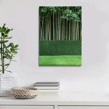 Beautiful Emerald Bamboo Grass Lawn Scene 40x60cm Metal Print Ready to Hang - Bella Home Decor
