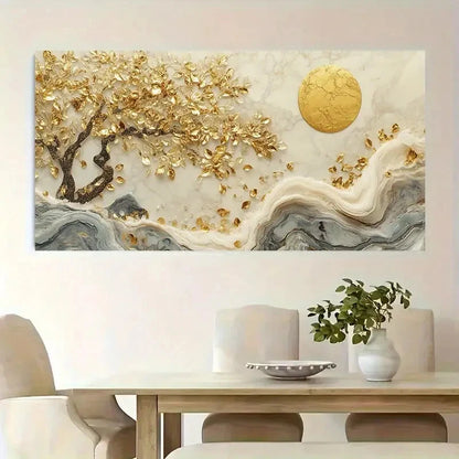 Red And Golden Design Wall Art Canvas Office Home Room Framed 120x60cm