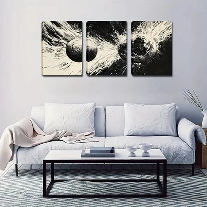 3pcs Abstract Glowing Spheres Triptych Wall Art Set Canvas Unframed - High Quality Print 100% Australian Made Wall Canvas - Bella Home Decor