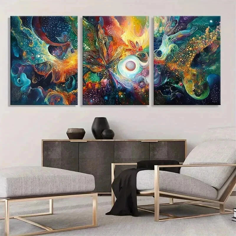 3pcs Cosmic Abstract Explosion Space Perfect Wall Art Set Canvas Framed 60x90cm - High Quality Print 100% Australian Made Wall Canvas Ready to Hang