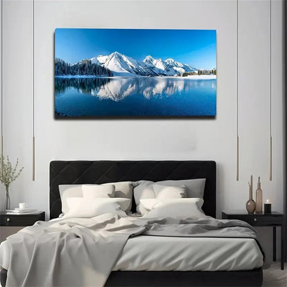 Blue Sky White Snow Wall Art Canvas Office Home Room Framed 120x60cm