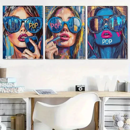 3pcs Modern Pop-Art Fashion Lady Wall Art Canvas Unframed - High Quality Print 100% Australian Made Wall Canvas
