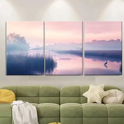 3pcs Po Valley at Dawn Metal Print Ready to Hang Art