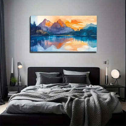 Lake View Landscape Nature Wall Art Canvas Office Home Room Framed 120x60cm