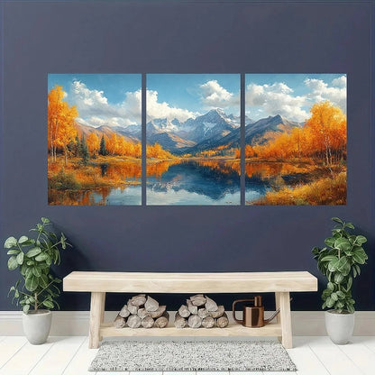3pcs Bohemian Featuring Snow Capped Mountains Metal Print Ready to Hang Art - Bella Home Decor