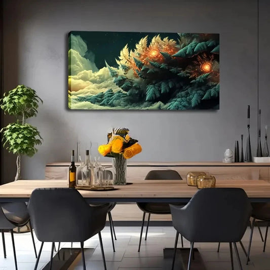 Abstract Cloud Minimalist Tiger Wall Art Canvas Office Home Room Framed 120x60cm
