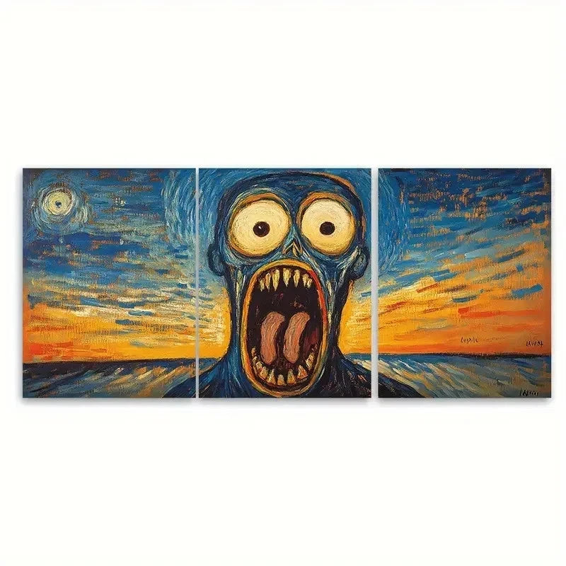 3pcs Edvard Munch The Scream EI  Wall Art Set Canvas Framed 60x90cm - High Quality Print 100% Australian Made Wall Canvas Ready to Hang - Bella Home Decor