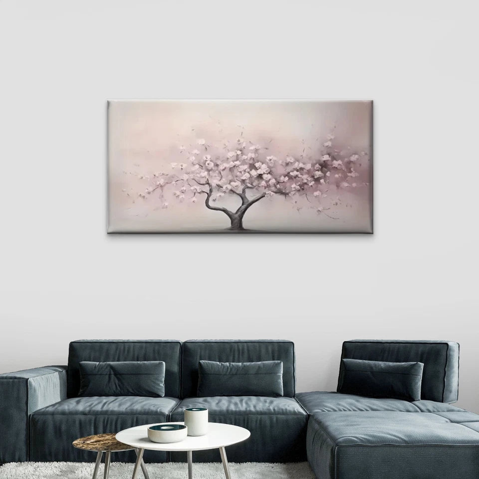 Trees Pink Flowers Perfect Wall Art Canvas Office Home Room Framed 120x60cm