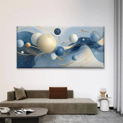 Blue White Golden Beige Wall Art Canvas Office Home Room Framed 120x60cm
