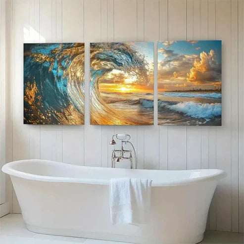 3pcs Majestic Blue Sea Sunset Women Perfect Wall Art Set Canvas Unframed - High Quality Print 100% Australian Made Wall Canvas