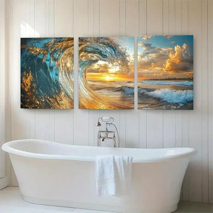 3pcs Majestic Blue Sea Sunset Women Perfect Wall Art Set Canvas Unframed - High Quality Print 100% Australian Made Wall Canvas