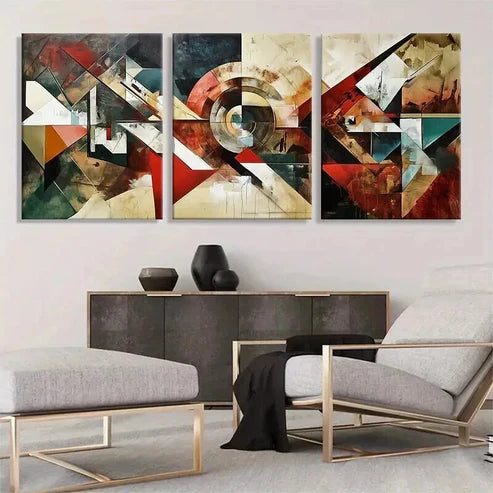 3pcs Modern Abstract Geometric Shapes Perfect Art Set Canvas Unframed - High Quality Print 100% Australian Made Wall Canvas