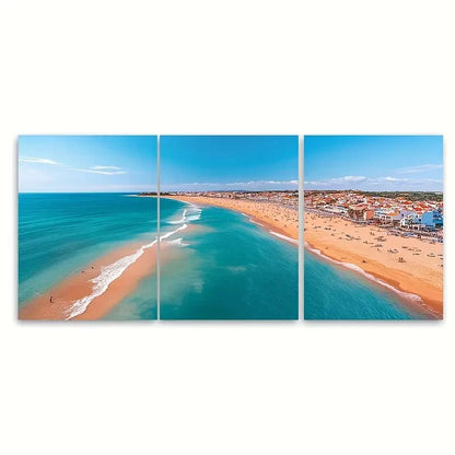 3pcs Praia da Oura Albufeira Artwork TO   Wall Art Set Canvas Framed 50x70cm - High Quality Print 100% Australian Made Wall Canvas Ready to Hang