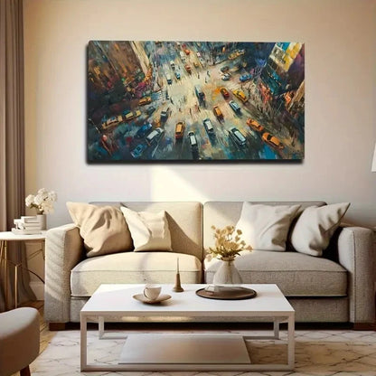 Vibrant Urban Street Scene Wall Art Canvas Office Home Room Framed 120x60cm