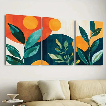 3pcs DustinWay Art Ring Circles Plants Wall Art Set Canvas Framed 60x90cm - High Quality Print 100% Australian Made Wall Canvas Ready to Hang - Bella Home Decor