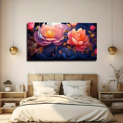 Bright Flowers Wild Suitable Wall Art Canvas Office Home Room Framed 120x60cm