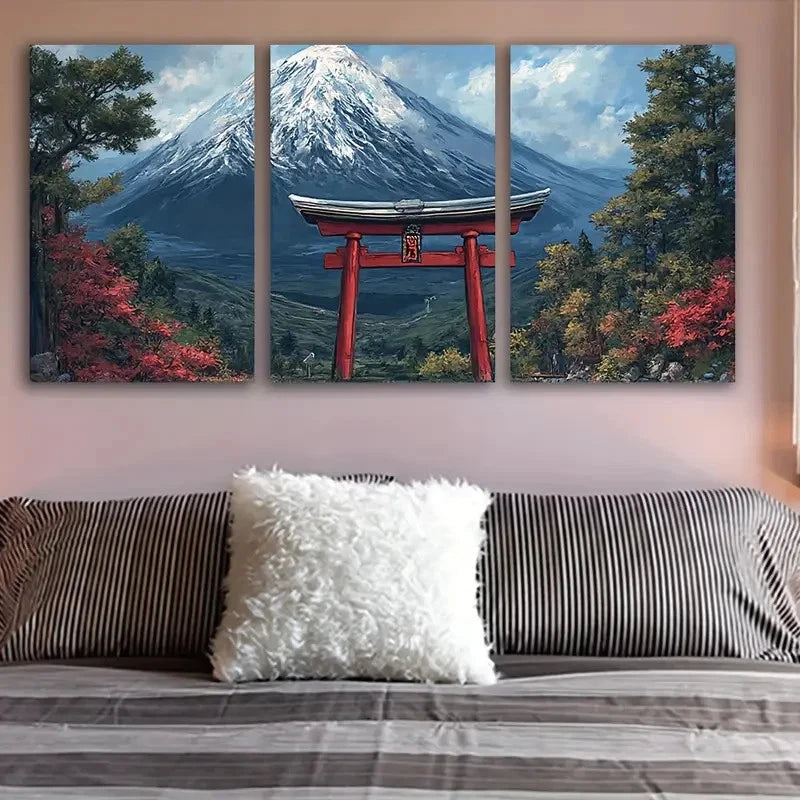3pcs Tokyo City Red Theme Wall Art Set Canvas Framed 50x70cm - High Quality Print 100% Australian Made Wall Canvas Ready to Hang