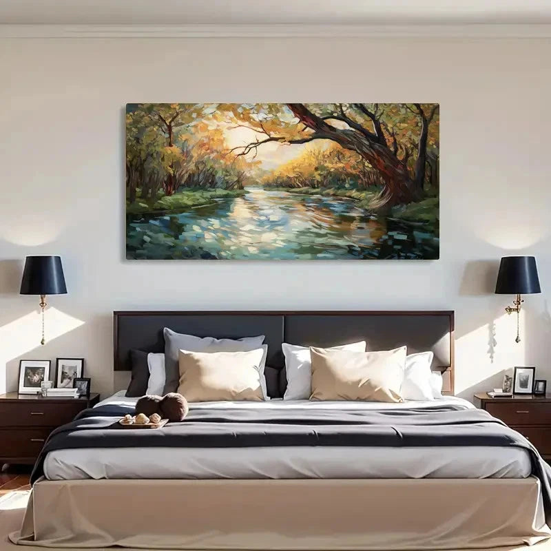 Modern Abstract Forest Wall Art Canvas Office Home Room Framed 120x60cm