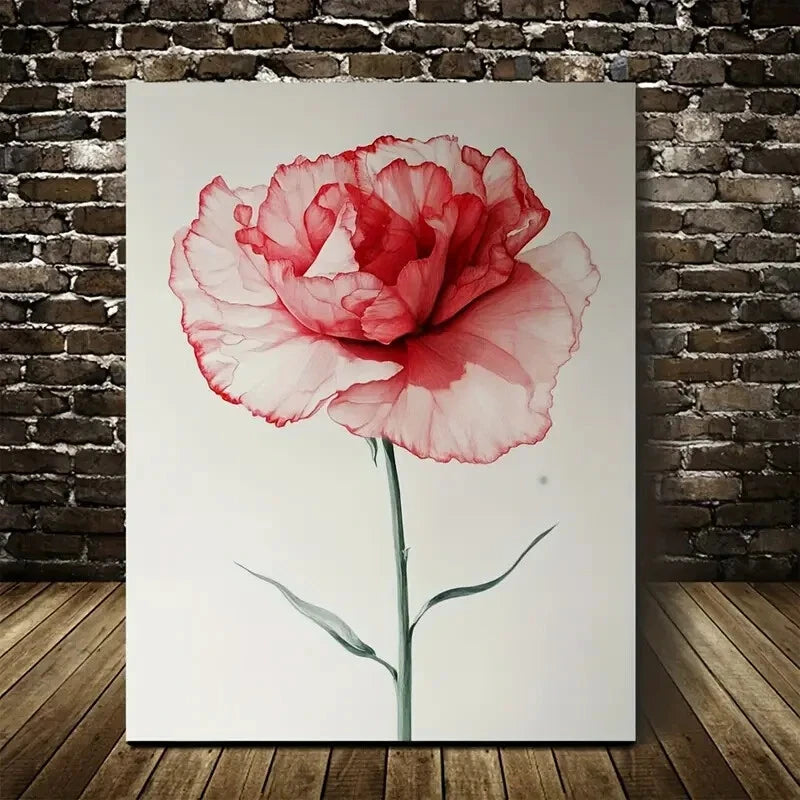 Vibrant Carnation Soft Pink & Red Hues Painting 40x60cm Metal Print Ready to Hang - Bella Home Decor
